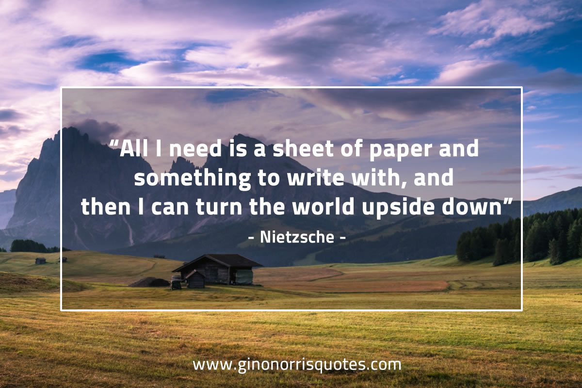 All I need is a sheet of paper NietzscheQuotes