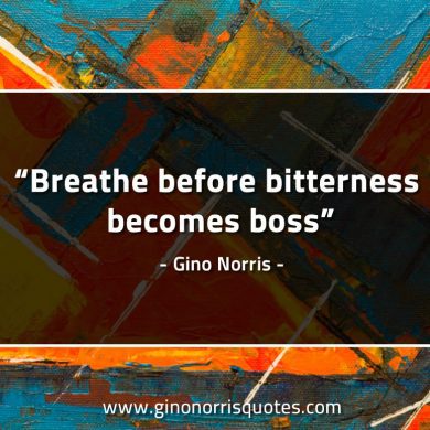 Breathe before bitterness becomes boss GinoNorrisQuotes