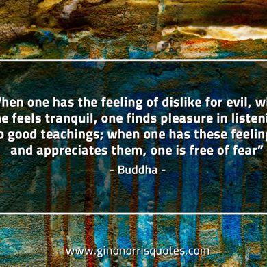 When one has the feeling of dislike for evil BuddhaQuotes