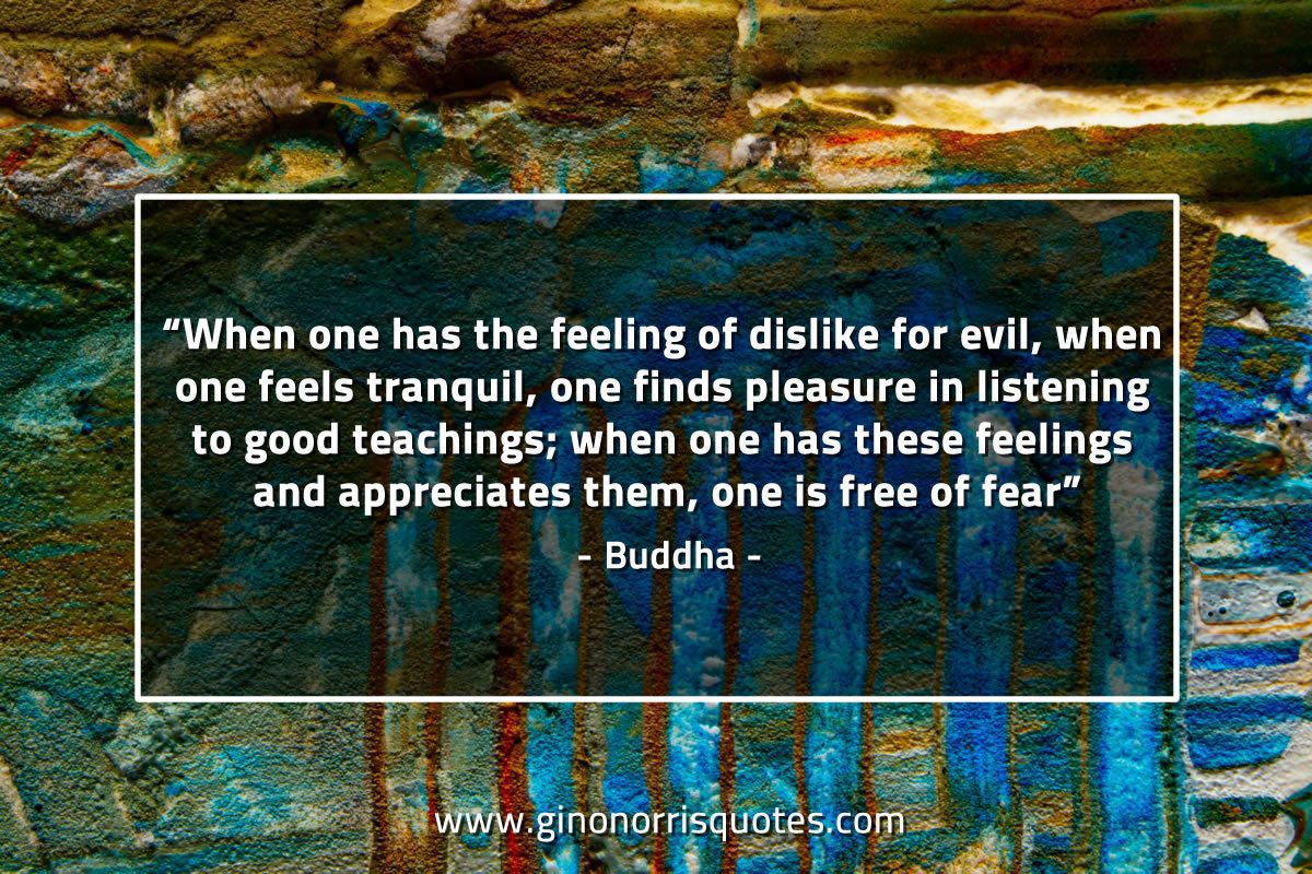 When one has the feeling of dislike for evil BuddhaQuotes