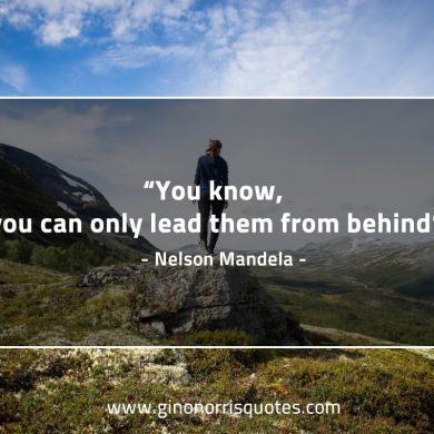 You know you can only lead them from behind MandelaQuotes