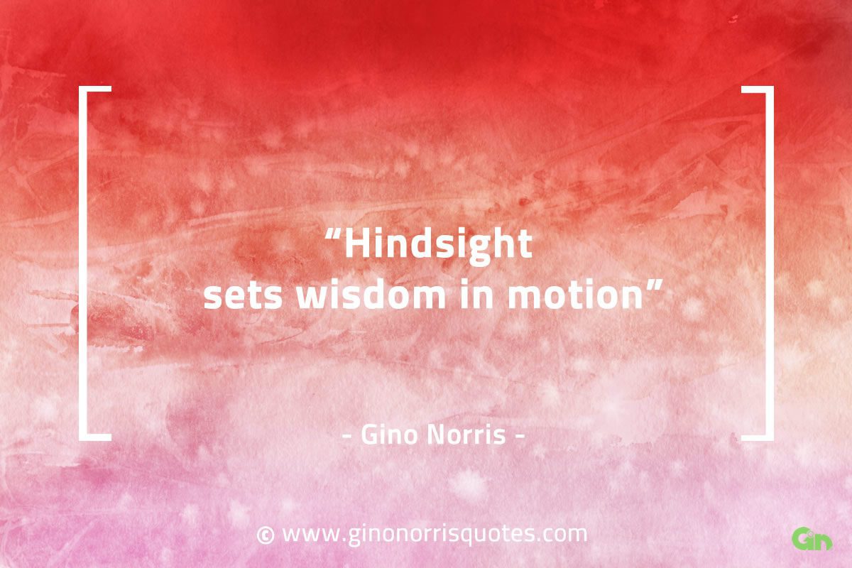 Hindsight sets wisdom in motion GinoNorrisQuotes