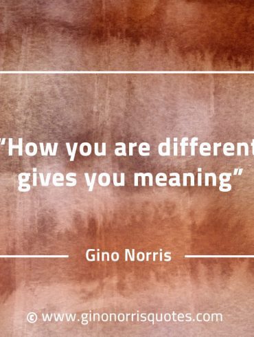 How you are different gives you meaning GinoNorrisQuotes