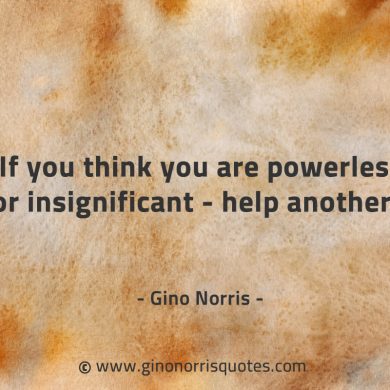 If you think you are powerless or insignificant help another GinoNorrisQuotes