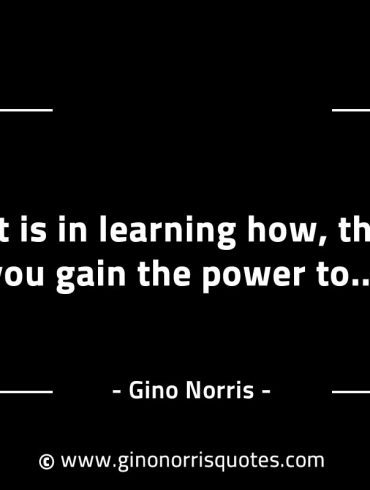 It  is in learning how that you gain the power to GinoNorrisINTJQuotes