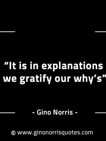 It is in explanations we gratify our whys GinoNorrisINTJQuotes