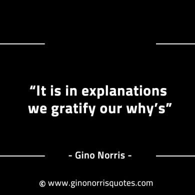 It is in explanations we gratify our whys GinoNorrisINTJQuotes
