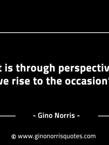 It is through perspective we rise to the occasion GinoNorrisINTJQuotes