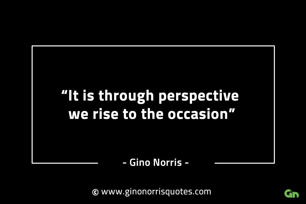 It is through perspective we rise to the occasion GinoNorrisINTJQuotes