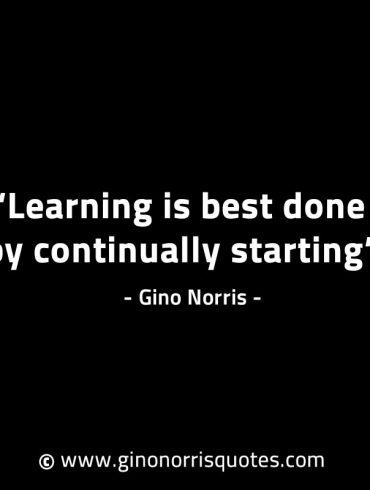 Learning is best done by continually starting GinoNorrisINTJQuotes