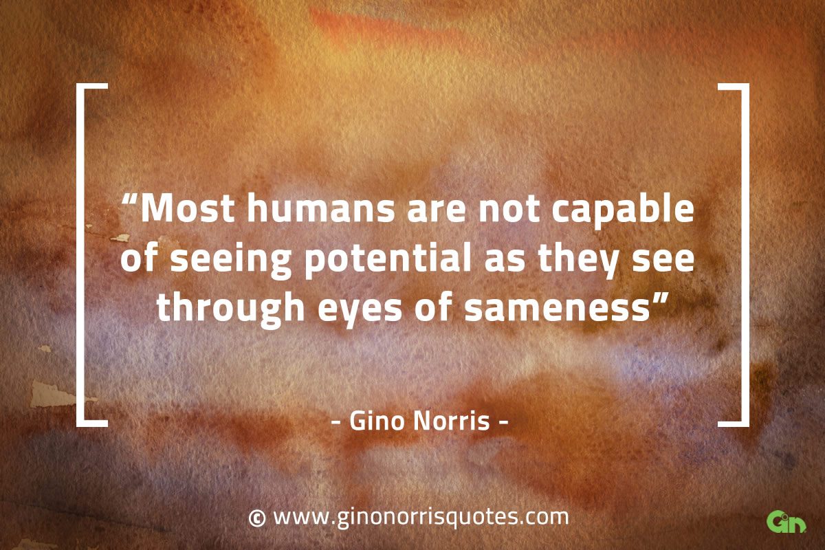 Most humans are not capable of seeing potential GinoNorrisQuotes