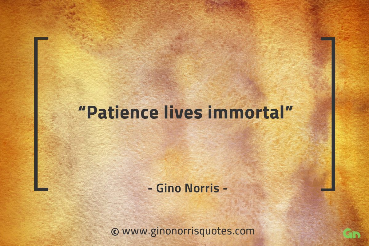 Patience lives immortal GinoNorrisQuotes