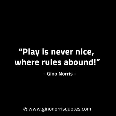 Play is never nice where rules abound GinoNorrisINTJQuotes