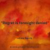 Regret is foresight denied GinoNorrisQuotes