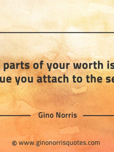 The parts of your worth is the value you attach to the self GinoNorrisQuotes
