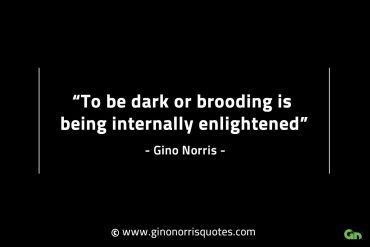 To be dark or brooding is being internally enlightened GinoNorrisINTJQuotes