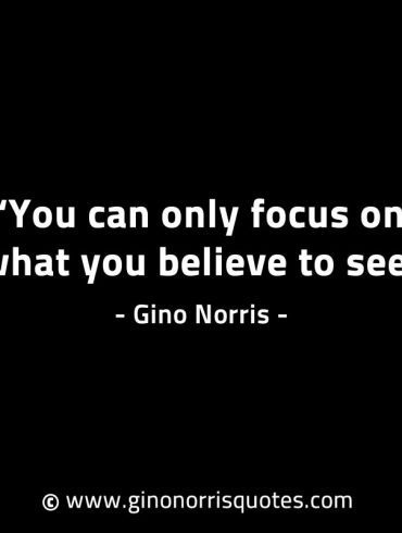 You can only focus on what you believe to see GinoNorrisINTJQuotes