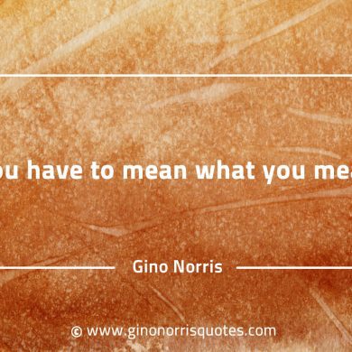 You have to mean what you mean GinoNorrisQuotes
