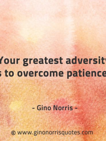 Your greatest adversity is to overcome patience GinoNorrisQuotes