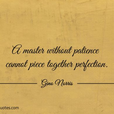 A master without patience cannot piece together perfection ginonorrisquotes