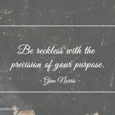 Be reckless with the precision of your purpose ginonorrisquotes