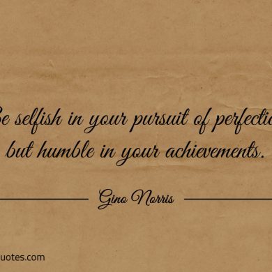 Be selfish in your pursuit of perfection ginonorrisquotes