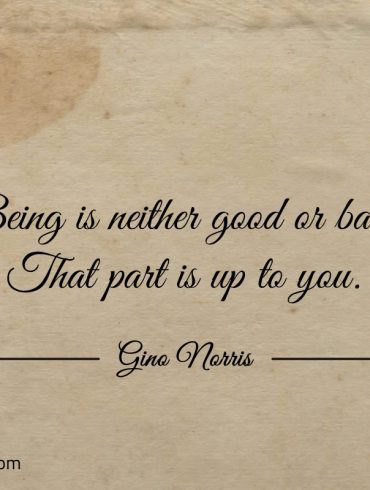 Being is neither good or bad ginonorrisquotes