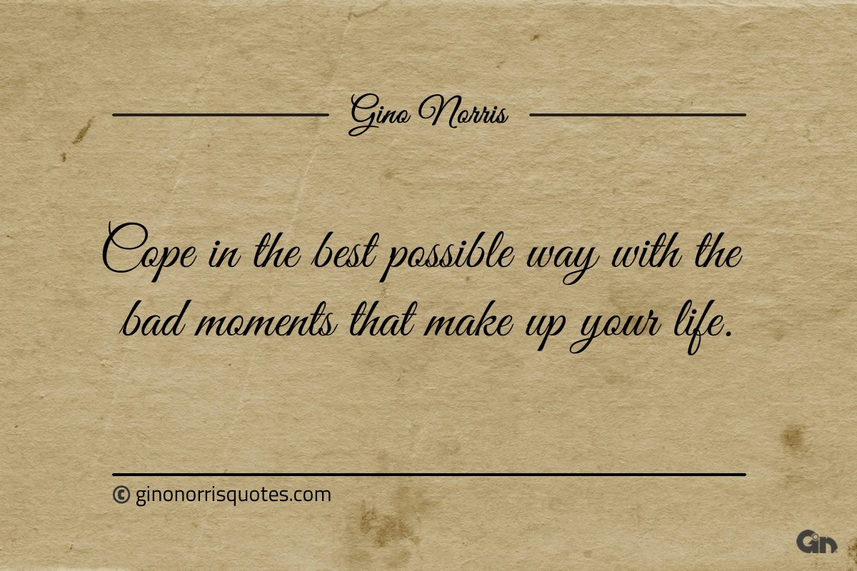 Cope in the best possible way with the bad moments ginonorrisquotes