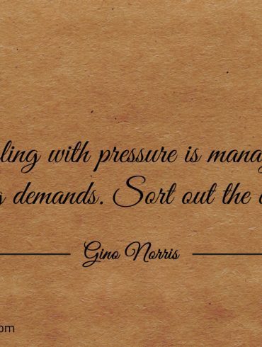 Dealing with pressure is managing conflicting demands ginonorrisquotes