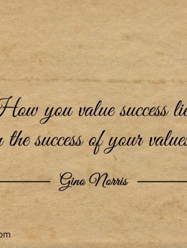 How you value success lies in the success of your values ginonorrisquotes