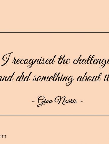 I recognised the challenge and did something about it ginonorrisquotes