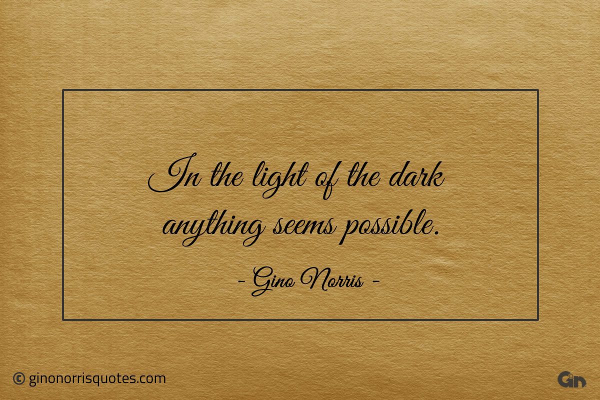 In the light of the dark anything seems possible ginonorrisquotes