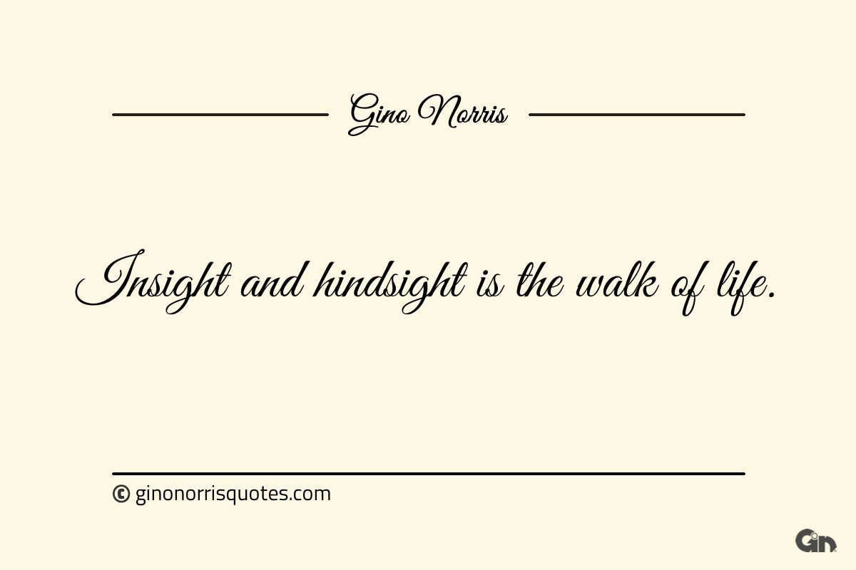 Insight and hindsight is the walk of life ginonorrisquotes