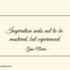 Inspiration seeks not to be mastered but experienced ginonorrisquotes