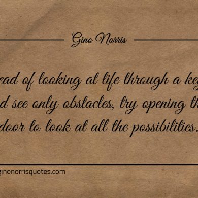 Instead of looking at life through a keyhole ginonorrisquotes