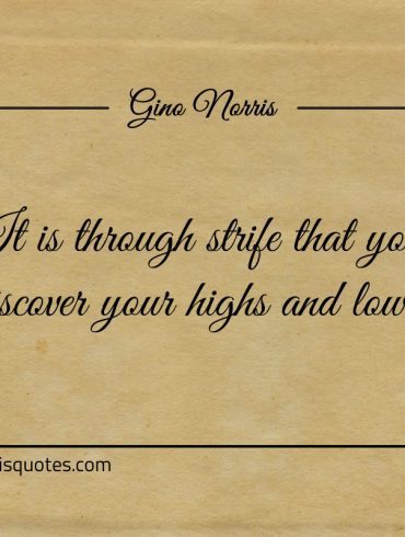 It is through strife that you discover your highs and lows ginonorrisquotes