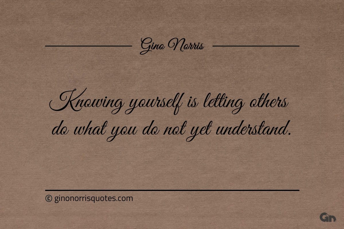 Knowing yourself is letting others do ginonorrisquotes