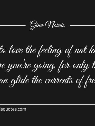 Learn to love the feeling of not knowing ginonorrisquotes