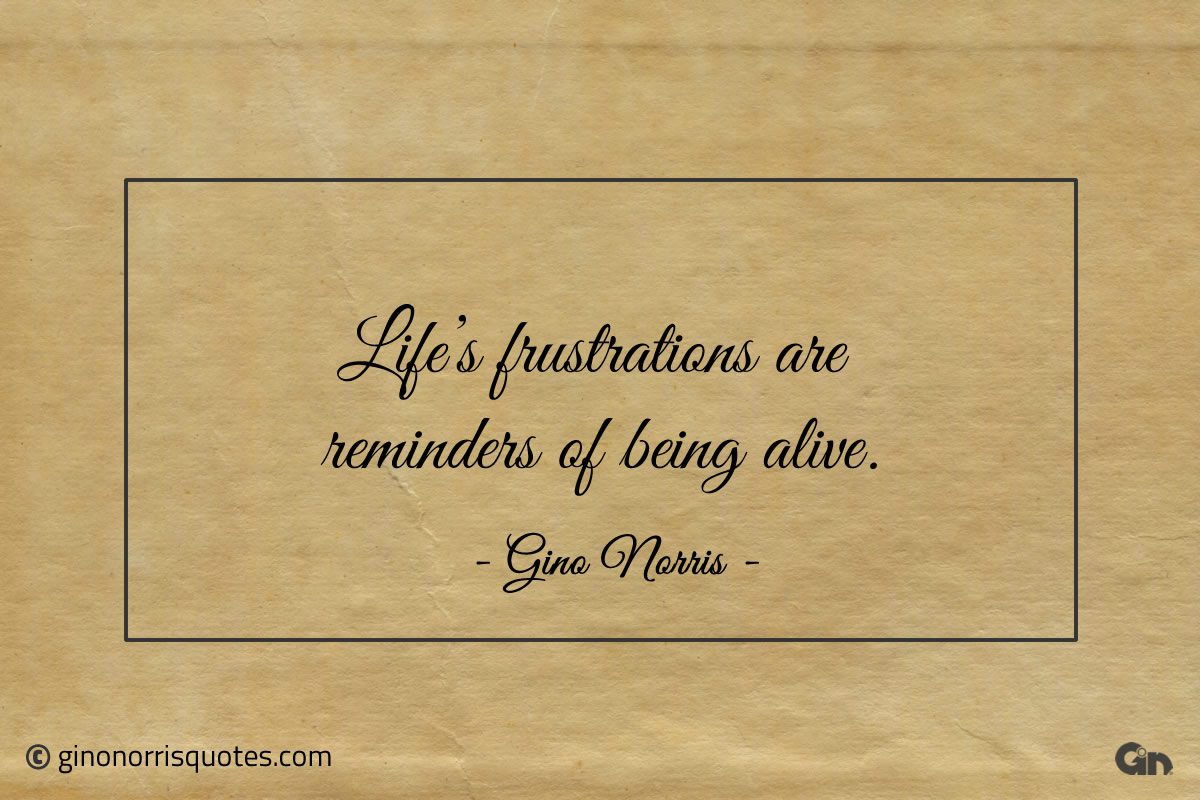 Lifes frustrations are reminders of being alive ginonorrisquotes