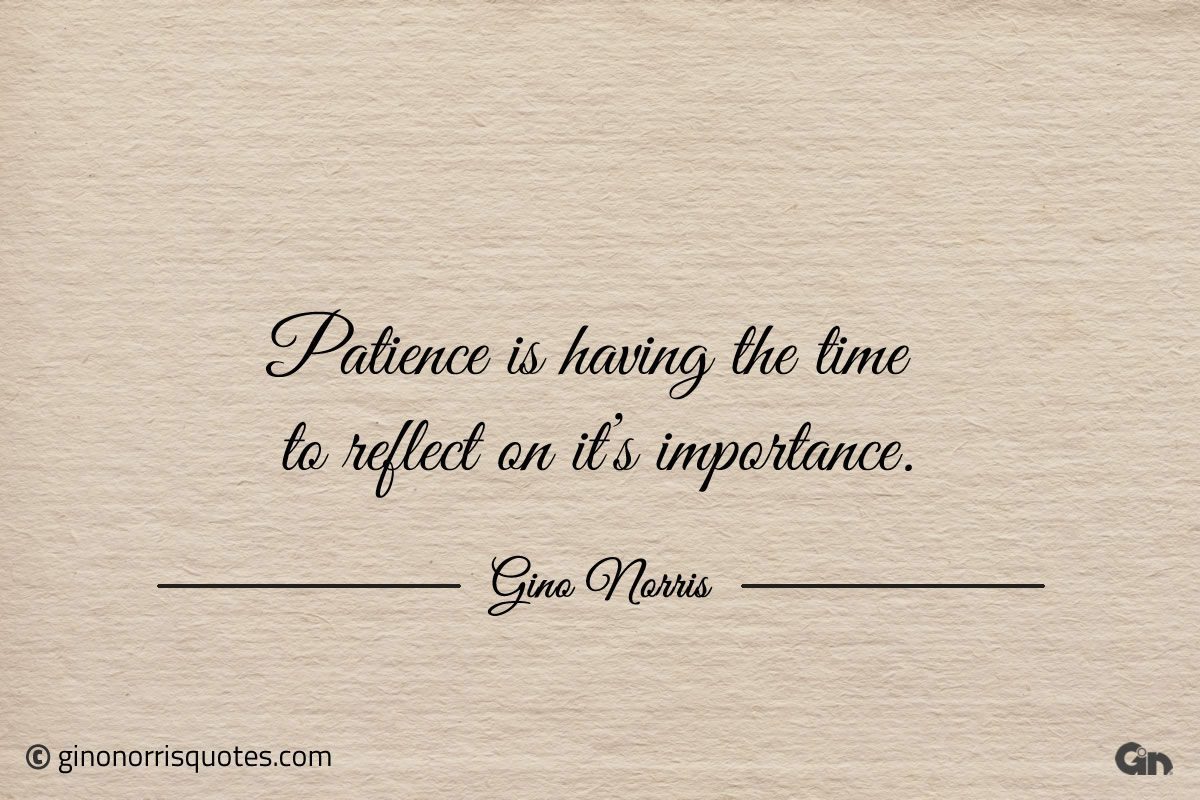 Patience is having the time to reflect ginonorrisquotes