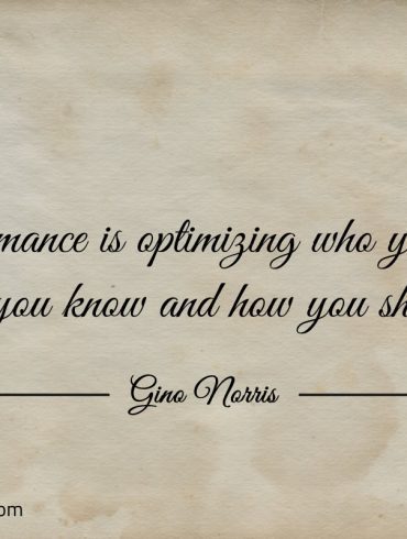 Performance is optimizing who you are ginonorrisquotes