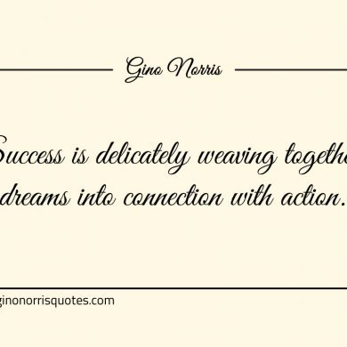 Success is delicately weaving together dreams into connection ginonorrisquotes