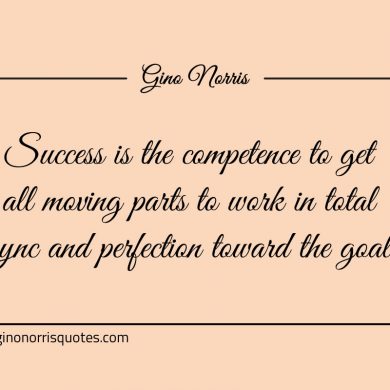 Success is the competence to get all moving parts to work ginonorrisquotes