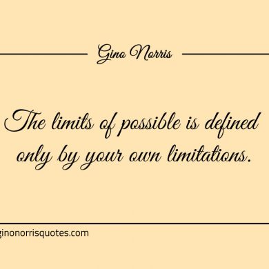 The limits of possible is defined only by your own limitations ginonorrisquotes