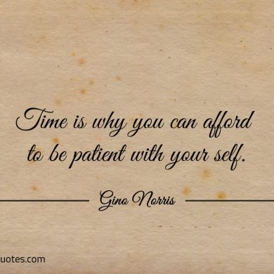 Time is why you can afford to be patient with your self ginonorrisquotes
