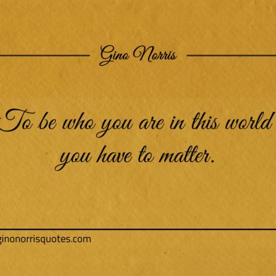 To be who you are in this world you have to matter ginonorrisquotes