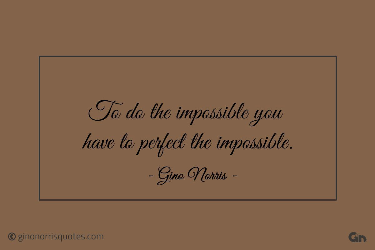 To do the impossible you have to perfect the impossible ginonorrisquotes