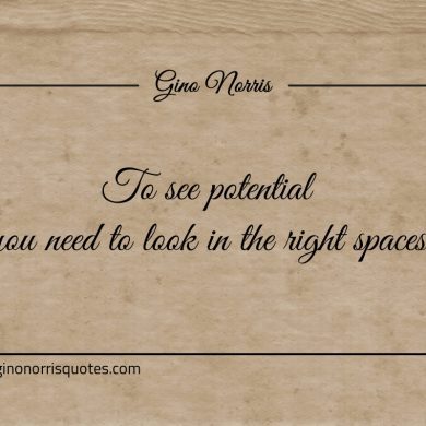 To see potential you need to look in the right spaces ginonorrisquotes