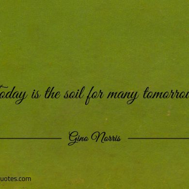 Today is the soil for many tomorrows ginonorrisquotes