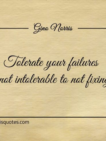 Tolerate your failures but be not intollerable to not fixing them ginonorrisquotes